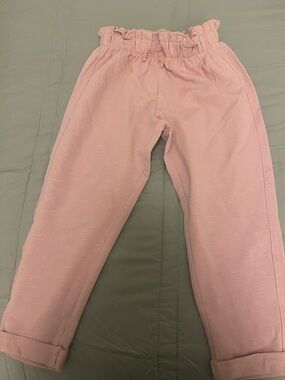 Zara Light Pink Ruffle-Waist Casual Trousers